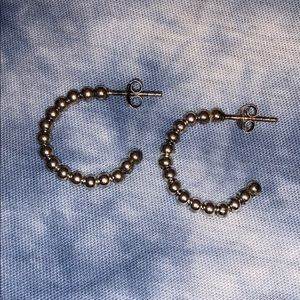 silver ball hoop earrings